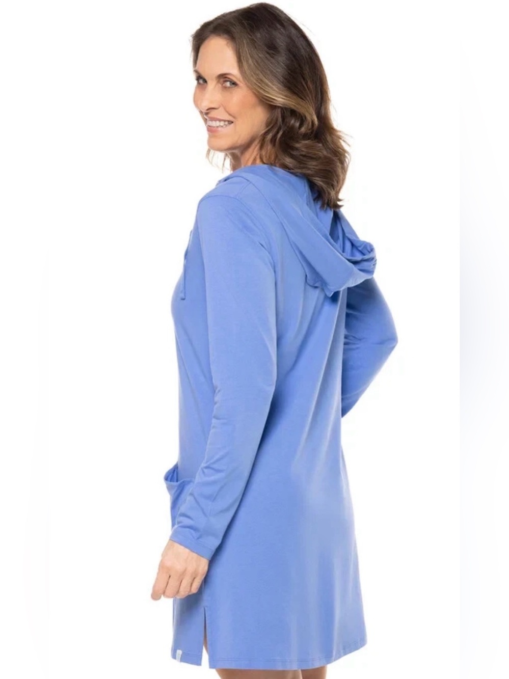 Coolibar UPF 50+ Women's Catalina Beach Cover-Up Dress Blue Size Large NWT